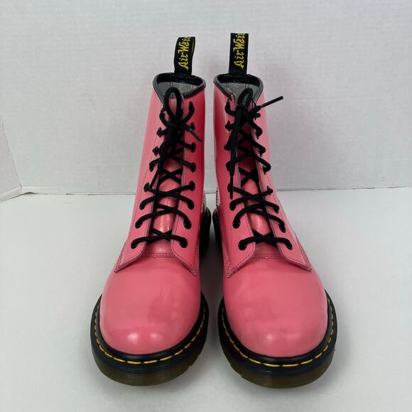 Dr Martens Wmns Sz 9 1460W Bubblegum Pink Patent Lether 8-eye Lace-up Boots - Picture 3 of 16